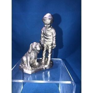 Michael Ricker Pewter Metal Boy Puppy Dog Baseball Bone